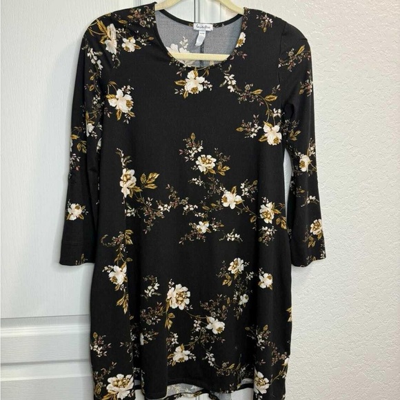 Black Floral Long Sleeve Dress - Picture 1 of 2